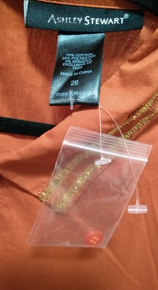 Bold & Gold Detailed, Burnt Orange Button Down Top - Picture 14 of 15